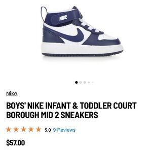 Nike Boys' Infant & Toddler Court Borough Mid 2 Sneakers - Navy and White